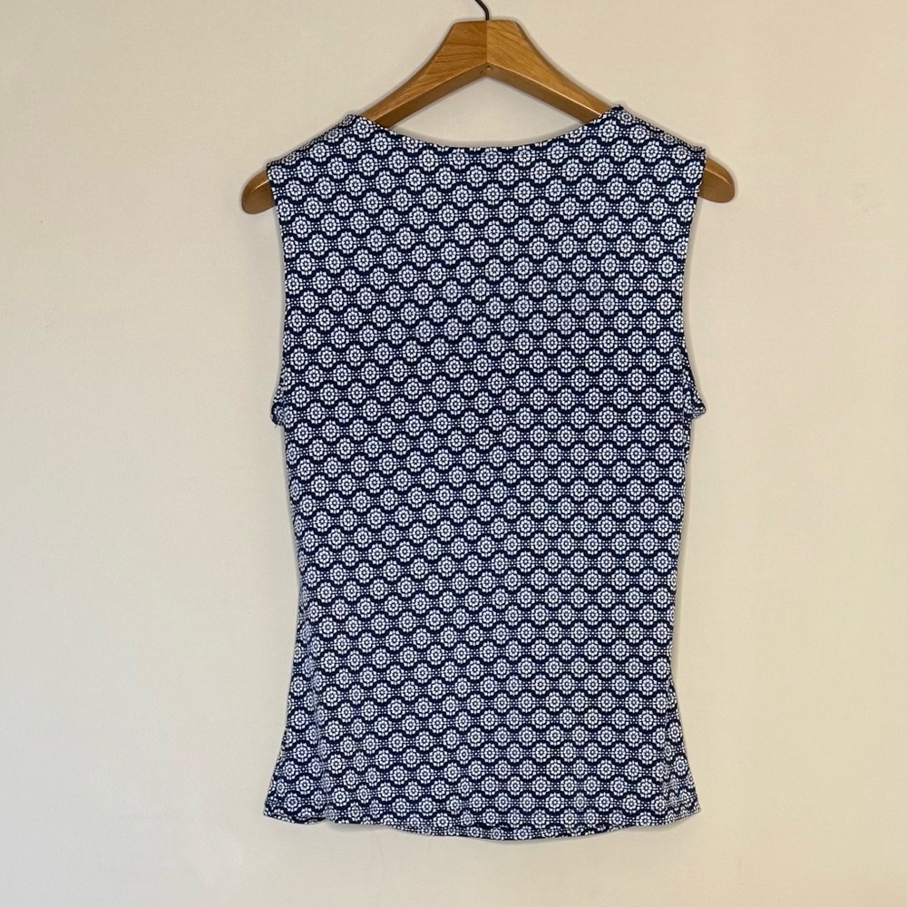 Style & Co Womens XL Top V-Neck Navy/White Wrap Blouse Sleeveless - Picture 3 of 3